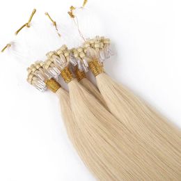 Extensiones de cabello de micro anillo de bucle rubio