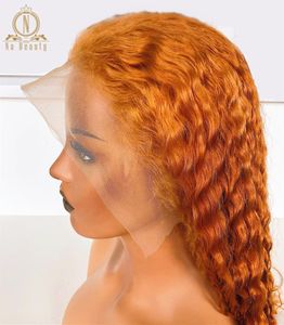 Blonde Orange perruques de cheveux humains vague profonde couleur pleine perruque de dentelle gingembre blond 360 perruque avant de dentelle pour les femmes noires8621024