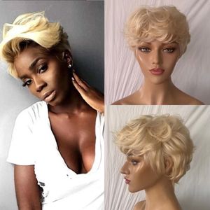 Blonde Pixie Wig 613 Human Hair Virgin Braziliaanse korte Bob Lace frontale pruiken 13x6 met babyhaar 150% dichtheid