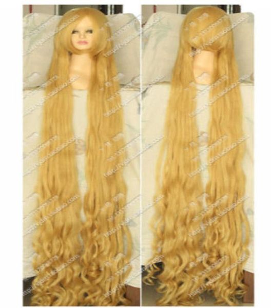 Blonde Tangled Raiponce 100cm 150cm 200cm de longueur de cosplay bouclé ondulé de longueur Hair5376434
