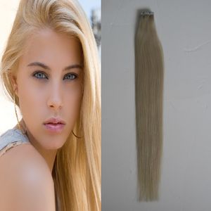 Bande Blonde Extension de cheveux humains droite brésilienne PU peau trame cheveux 20 pièces/ensemble 50g bande dans les Extensions de cheveux humains