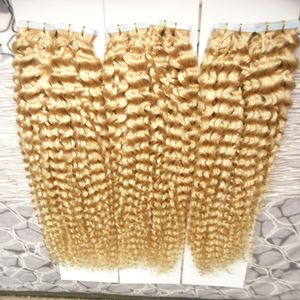 Blonde tape in menselijke hair extensions 10 