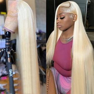 Perruque Lace Frontal Wig naturelle brésilienne Remy, cheveux longs et lisses, blond, 13x4, Transparent HD, densité 180%, pour femmes