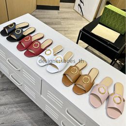 Sandalias Blondie Sandalias Classic Sandals Diseñador de platos de diez rianas de rehingo de cuello de cuero brillante Fashion Fashion Slipper Mules size35-43