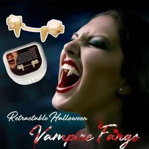 Decoraciones de fiesta sangrientas aparatos ortopédicos de halloween dientes de vampiros retráctiles zombie diminuto tigre dientes colmillos de vampiro