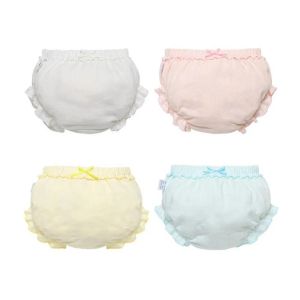 Blooders 4 pièces / pack Baby Underwear 100% coton culotte bébé fille couleur solide poule à volants nouveau-nés