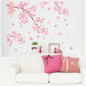 Blooming Sakura Floral Arbre Stickers Muraux Pour Chambre Salon Décoration Bricolage Pastorale Murale Art Maison Stickers Pvc Affiche