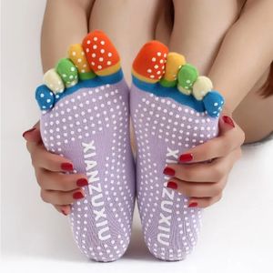 Blossomora-Calcetines antideslizantes para mujer, medias de Pilates para baile, algodón saludable, calcetines deportivos de cinco dedos, calcetines coloridos para Yoga 240220