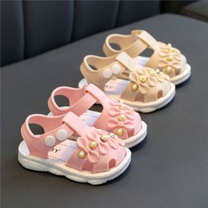 Blotona Baby Toddler Girls Sandaal, flexibele niet-slip PVC Bowknot Pearls Zomer Casual Daily Flat Shoes L2405