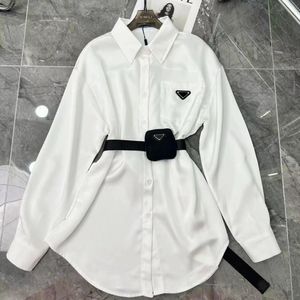 Blouse Sashes voor damesontwerpers Shirts Tops P Letter Chiffon Women's Blouses Sexy Coat With Taille Bag SML