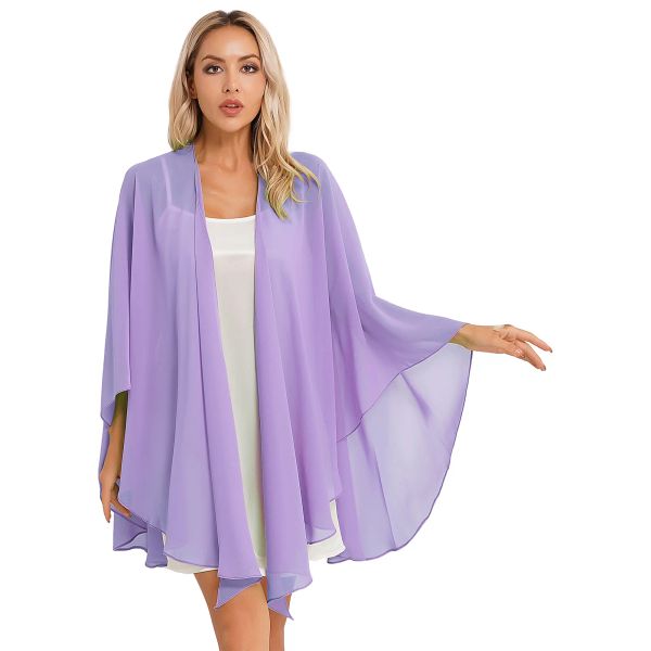 Blouse D'été Femmes Dames Doux Sheer Capes De Mariage Veste Wraps Châle En Mousseline De Soie Haussement D'épaules De Mariée Boléro Wraps Soirée De Mariage Cover Up