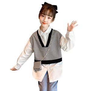 Blouses voor Meisjes Plaid Patroon Meisje Shirts Patchwork Kids Blouse Lente Herfst Tiener Kleding 6 8 10 12 14 210527