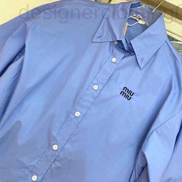 Blusas Camisas Diseñador de lujo Miu Camisa Lujo Moda Mujer Hombre Original Azul Casual Bordado Otoño Nuevo Diseño Avanzado Sensación Pequeño Ancho Unisex Estilo