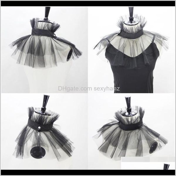 Chemisiers Chemises Vêtements pour femmes Vêtements Drop Delivery 2021 Femmes Victorian Mesh Ruffled Fake Stand Collar Layered Tulle Button Neck Ruff Clown