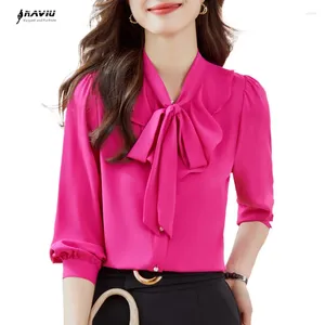 Blouses NAVIU ELÉGANT RUFFLES ROSE ROSE ROUGE FEMMES TEMPRAMENT V COUCE CIE BOE