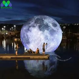 Bloquea luna inflable gigante con luces LED incorporadas Atertight PVC Planet Balloon Earth para la decoración del festival 240521