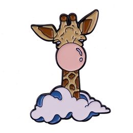 Boule de bulles girafe girafe émail revers épingles fantastiques nuages animal broche amusant badge