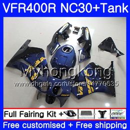 Kit voor HONDA RVF400R VFR400 NC30 V4 VFR400R 89 90 91 92 93 269HM.0 RVF VFR 400 R VFR 400R 1989 1990 1991 1992 1993 Fairing Factory Blue Blk