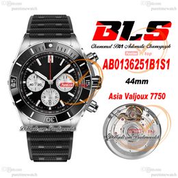 BLS Chronomat B01 ETA Valjoux A7750 automatische chronograaf herenhorloge 44 keramische ring zwart witte wijzerplaat rubber AB0136251B1S1 Super Edition Reloj Hombre Puretime A1