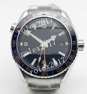 BLS Factory Factory Heren Automatisch uurwerk Oceaan 600M GMT Kaliber 8906 42 mm Zwart Oranje Blauwe wijzerplaat Zwart Hoge kwaliteit keramische rand Saffierkristal Horloges