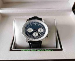 BLS Maker topkwaliteit horloges 43mm Navitimer BB01 Chronograph Working Leather Transparant CAL01 7750 Beweging Mechanische automaten 7184830