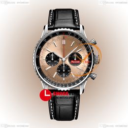 BLS Navitimer B01 ETA A7750 Chronographe Automatique Montre Homme Cadran Bâton Marron Cuir Noir Avec Ligne Blanche AB0138241K1P1 Super Edition Reloj Hombre Swisstime G7