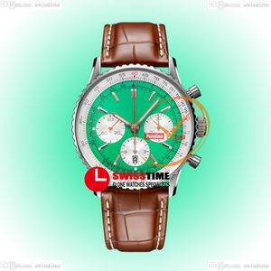 BLS Navitimer B01 ETA A7750 Cronógrafo automático Reloj para hombre Gradient Green Stick Dial Correa de cuero marrón AB0139211L1P1 Super Edition Reloj Hombre Swisstime C3