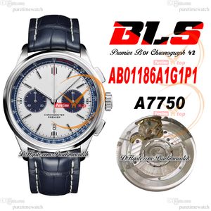 BLS V2 Premier B01 ETA A7750 automatisch chronograaf herenhorloge 42 zilver blauwe wijzerplaat leer speciale editie exclusieve AB01186A1G1P1 supereditie Reloj Puretime C3