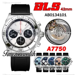 BLSF 42mm B01 Chronomat AB0134101 automatique A7750 montre pour homme chronographe marqueurs de bâton blanc cadran boîtier en acier bracelet en caoutchouc montres Timezonewatch TWBR C149i