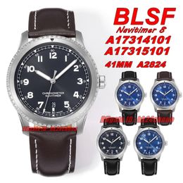 BLSF horloges 41 mm A17314101 / A17315101 ETA2824 Automatische heren Watch Sapphire Mirror Blue / Blue Dial Leather Strap Gents polshorloges
