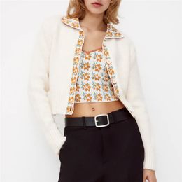 BLSQR Mode Gebreide Cardigan Dames Herfst Korte Lange Mouw Vrouwelijke Button Knitwear Sweaters 210430