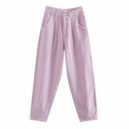 BLSQR Dames Streetwear Geplooid Jeans Hoge Taille Losse Slouchy Autumn Casual Dames Denim Broek 210430