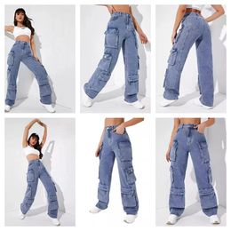 Blu GE PL12K Cargo Jeans Pants Designer Jeans Dames Designer Pants Dames Vrachtparts Losse High Polyester Denim Cotton Punk Daily Outfit Spanning S-2xl Goth Women Jeans