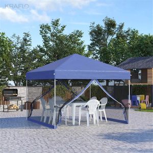 Blue 10 x 10 pies Pop Up Up Upp Tent Outdoor Garden Stand Stall Stit Stall Booth Portable Steel Marco de acero Toldo Kraflo Kraflo