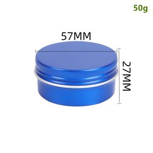 Pot de maquillage en aluminium bleu pour crème cosmétique, pot à lèvres, récipient en étain, couvercle à vis, capacité vide de 50 ml, pour cosmétiques/produits de beauté DIY