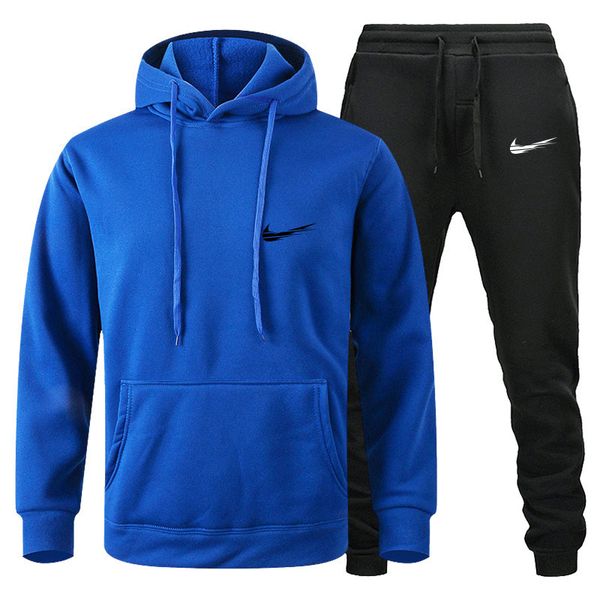 Sweat à capuche bleu et noir Sweat à capuche de baseball Sweat à capuche de campagne Pantalon de sport Vestes en polaire technique Pantalon en coton spatial Bas épais Joggers Jumper sweat-shirt