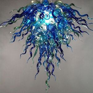 Blauwe en groene kroonluchters lampen te koop hand geblazen glas hanglamp led bollen uitstekende woonkamer thuis kunst decor lichten