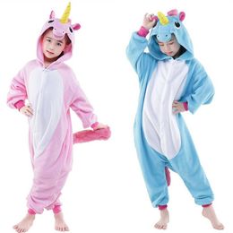Licorne bleue et rose Cosplay Kigurumis enfants Halloween carnaval Mardi Gras Costumes enfants Onesie Pyjamas245R