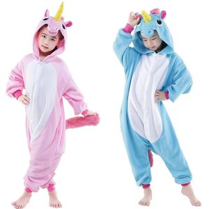 Blauw en Roze Eenhoorn Cosplay Kigurumis Kinderen Halloween Carnaval Mardi Gras Kostuums Kids Onesie Pajamas236b