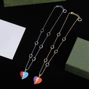 BLAUWE EN RODE SPELL Love Heart Pendant Kettingen Classic Designer Letter Neck Chain Women Girls Collarbone ketting sieraden cadeau CGN2 --26