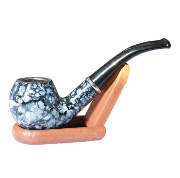 Porcelana azul y blanca, baquelita, tubo corto, tubo de filtro de metal doblado circulante, tolva de tabaco