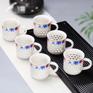 Tasse à thé exquise en porcelaine bleue et blanche, ensemble de Kung Fu en céramique, tasses japonaises en porcelaine, bol Vintage, tasse de poterie à la main 240102