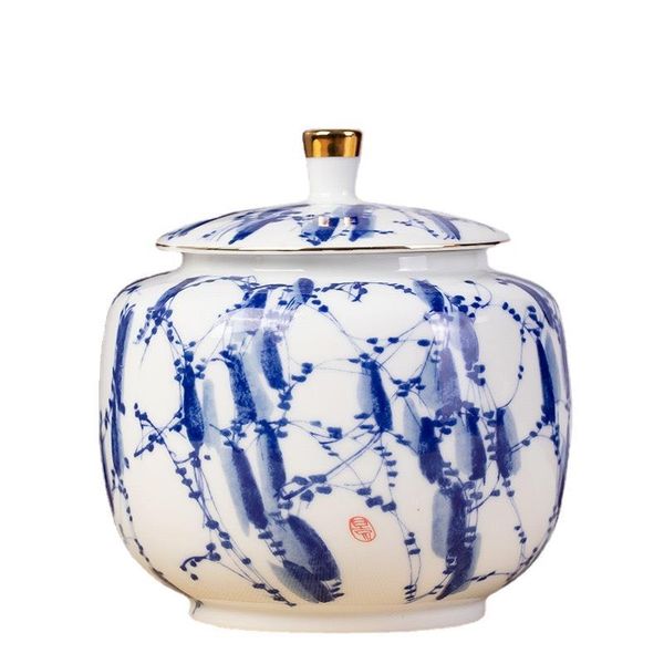 Pot de thé en porcelaine bleu et blanc vintage chinois en céramique bocal vase vase ornement cuisine boucle de cafés