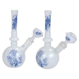 blauw en wit porselein water uit de waterpraatje Chinese stijl kleurrijke rookglas olie rig bong pijpstijl a a