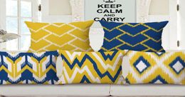 couverture de coussin bleu et jaune ikat almofada moderne tootter ethnique taier pour chaise chaise 45 cm scandinave cojines2934091