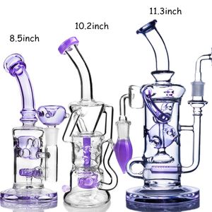 Purple Recycler Dab Rigs épais narguilé Bongs tuyau d'eau en verre barboteur pour plate-forme d'huile d'herbes sèches accessoires de fumer avec joint de 14mm