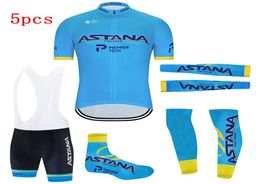 Blau ASTANA Cycling Team Jersey Sommer Pro Fahrrad Jersey Kleidung Männer Träger Gel Bike Shorts Set Maillot Ärmelwärmer enthalten arm3106600