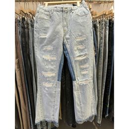 Jean Baggy bleu pour hommes, pantalon décontracté de rue Hip Hop, pantalon ample à jambes larges