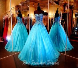 Robe de bal bleue robes de bal chérie sans bretelles pierres de pierres multicolores en tulle quinceanera robes de mascarade formelle robes 3741467