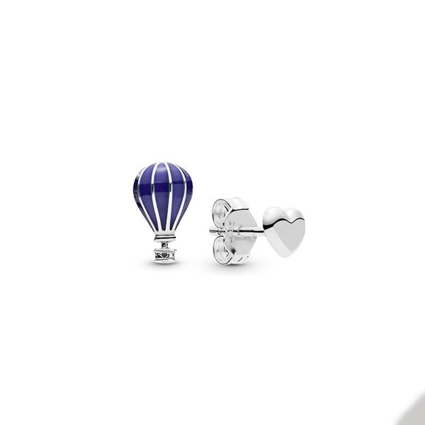 Ballon bleu et coeurs Boucles d'oreilles pour Pandora Authentique Boucles d'oreilles de créateurs de fête de mariage en argent sterling pour femme Petite amie Cadeau Amour boucle d'oreille avec boîte d'origine